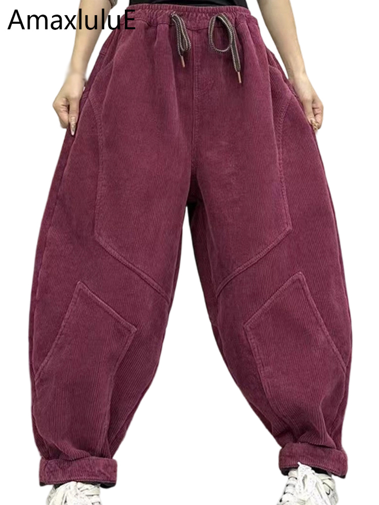 Corduroy Pant Warm - Amax lulue design inverno senhoras moda