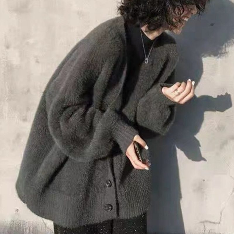 Wool Coat Peacoat - Suéter de Lã Sintética Tipo Mink,